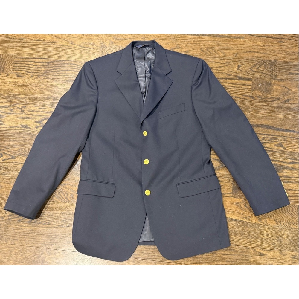 Brooks Brothers 346 Madison Fit Blazer Mens 40R Black Button Gold Wedding